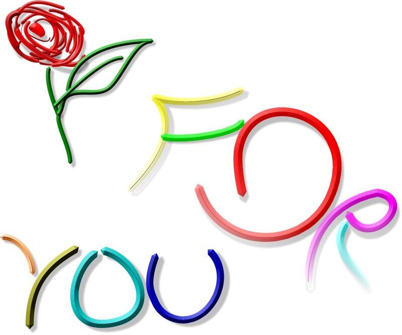 Colorful text for you with rose
