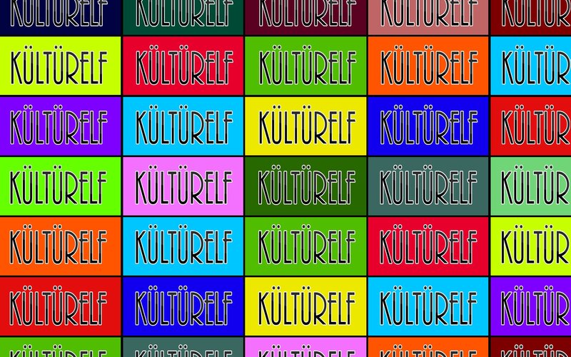 Colorful text grid pattern