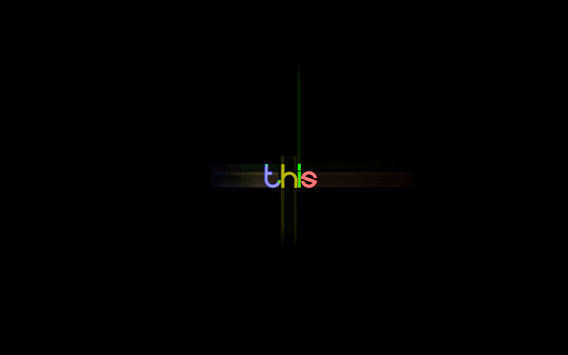 colorful text on black background