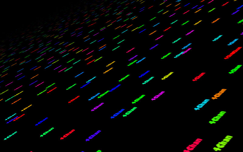 Colorful text pattern on black background