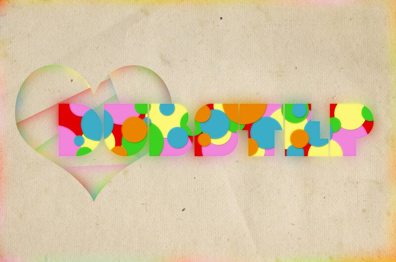 colorful text with heart design