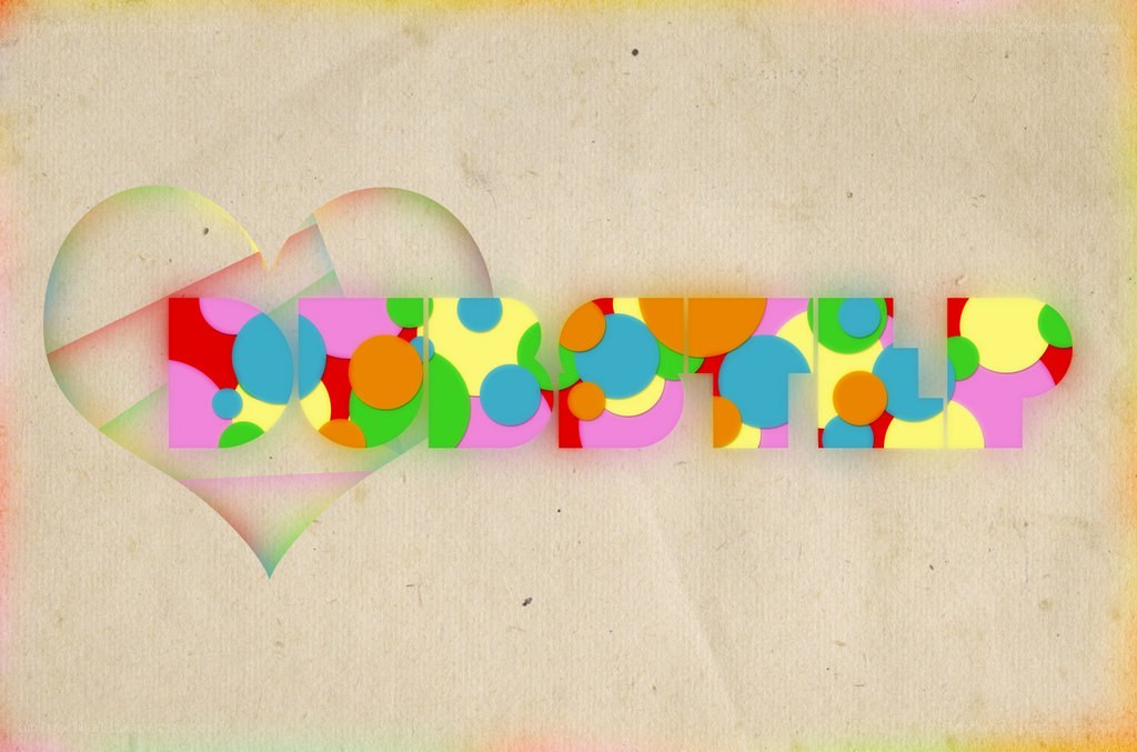 colorful text with heart design