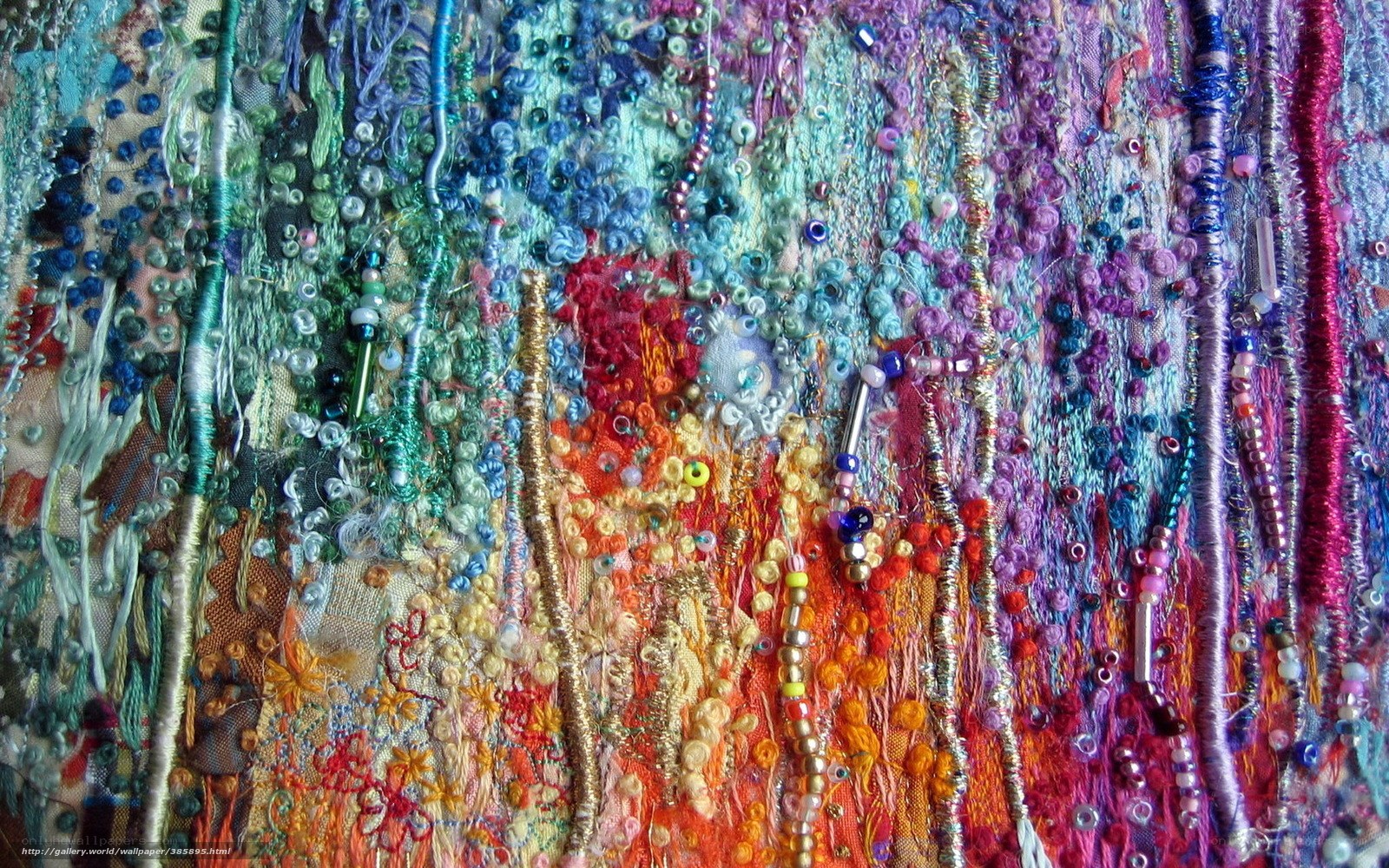 Colorful textile art close-up