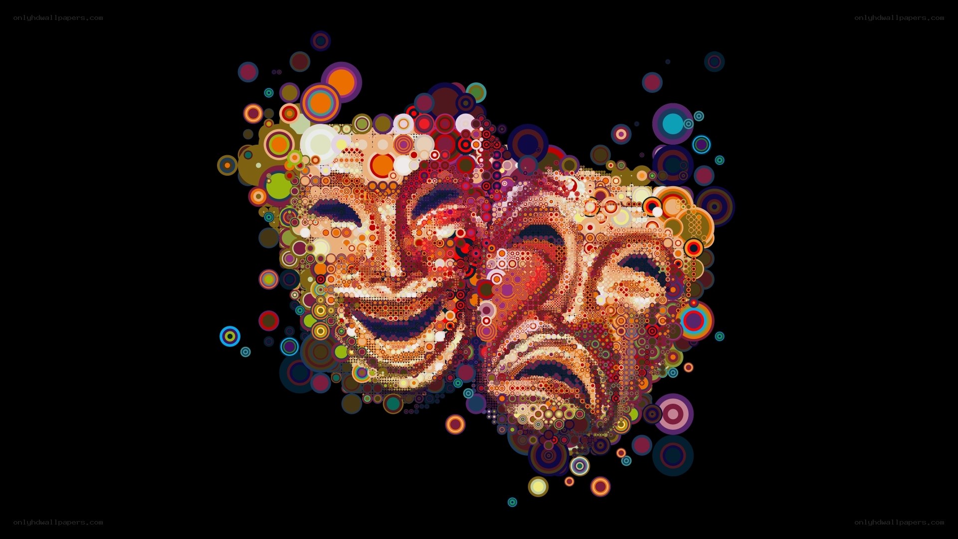 Colorful theater masks art