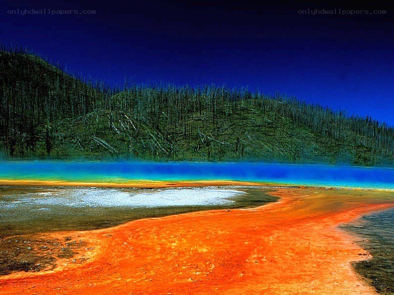 Colorful thermal spring landscape