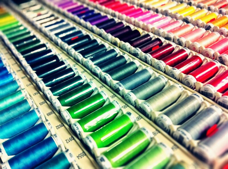 Colorful thread spools