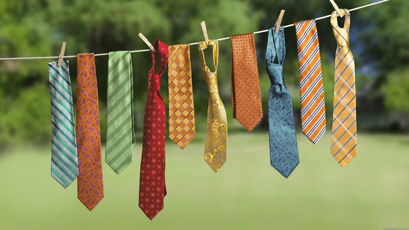 Colorful Ties on Clothesline — Green, Calm