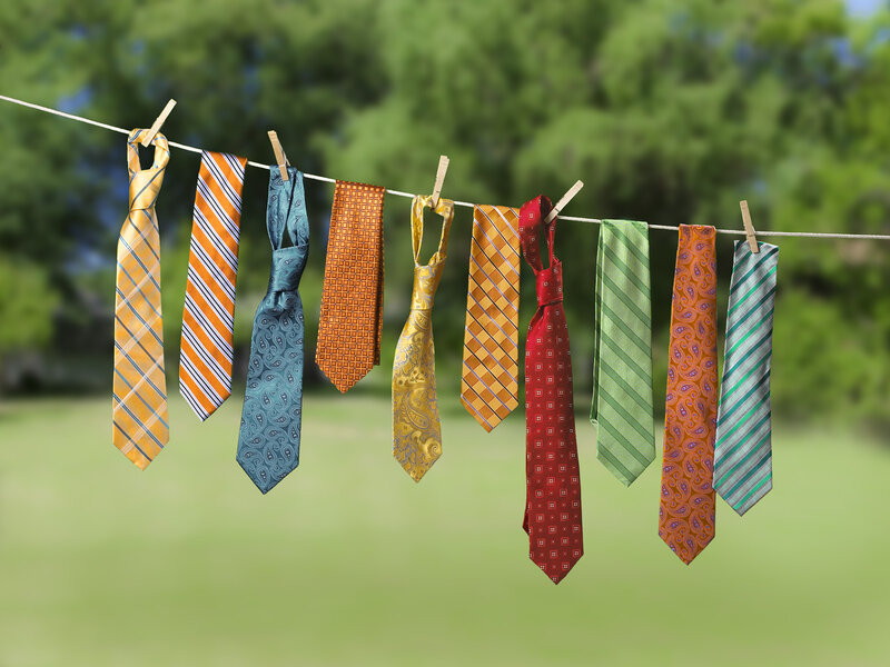 Colorful Ties on Clothesline — Green