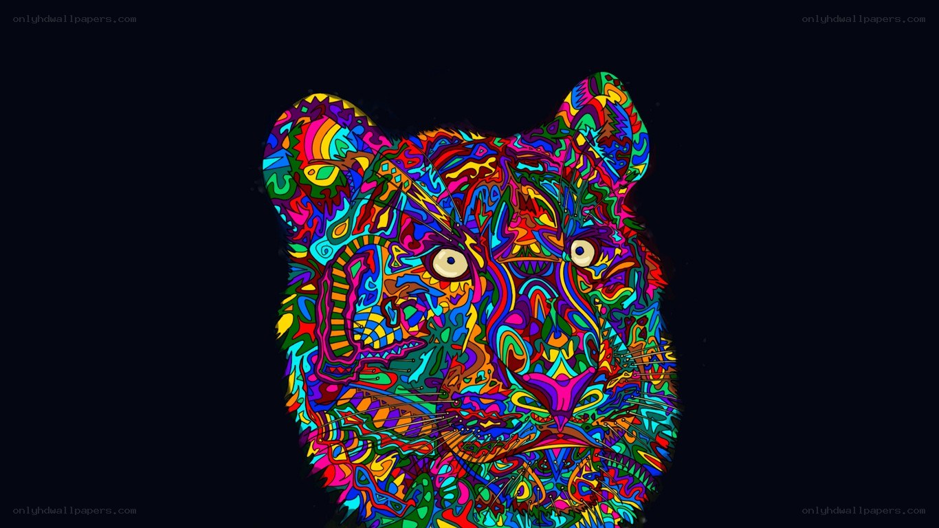 colorful tiger head art