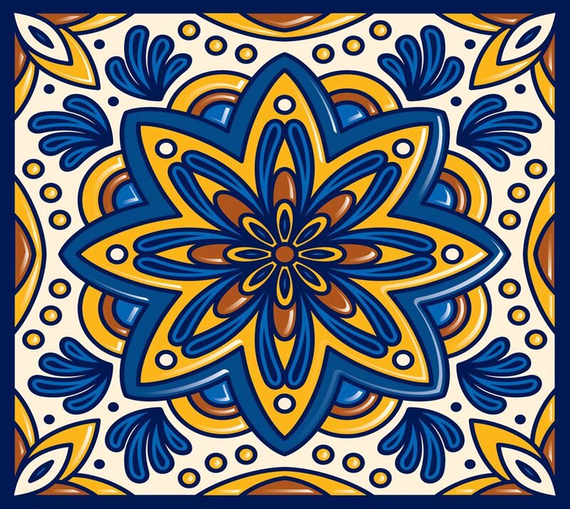 colorful tile with floral pattern