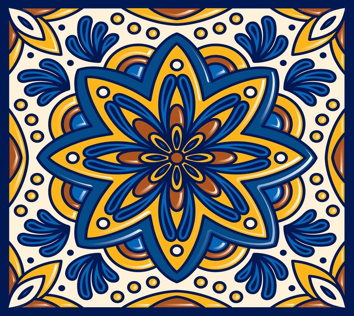 colorful tile with floral pattern
