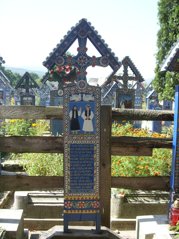 Colorful tombstones in cemetery