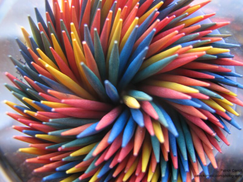 Colorful toothpicks in a container