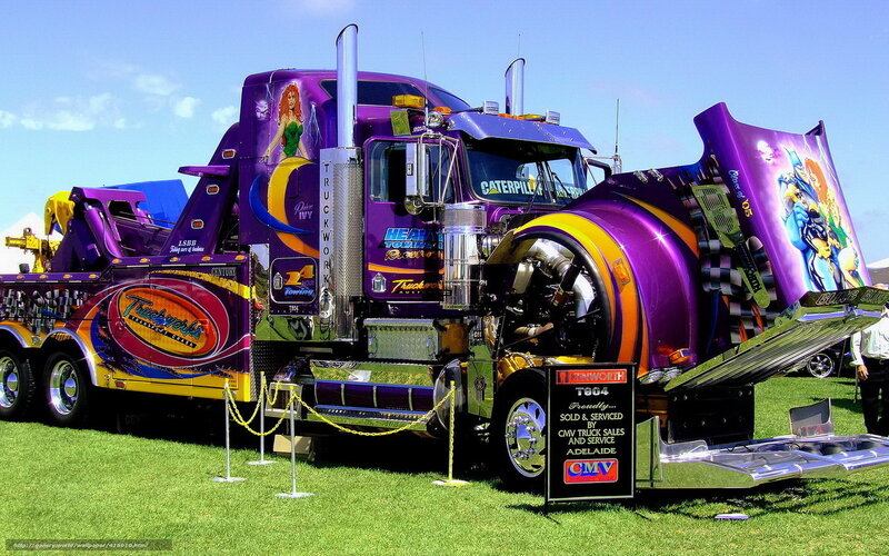 colorful tow truck display