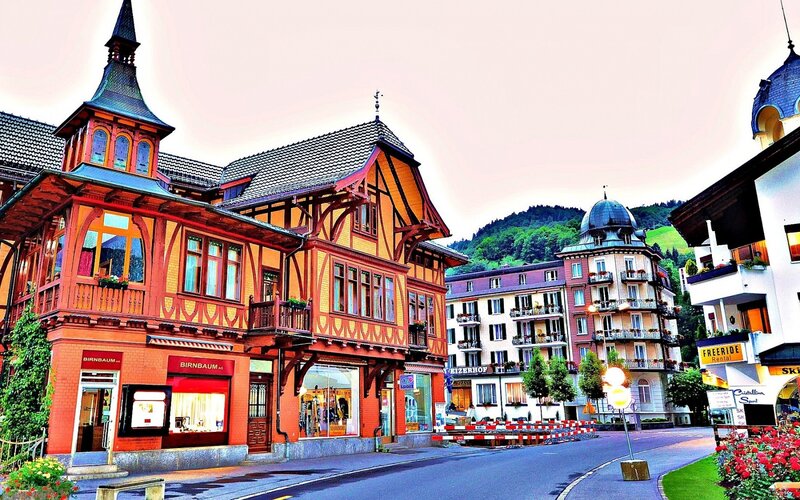colorful town in the mountains