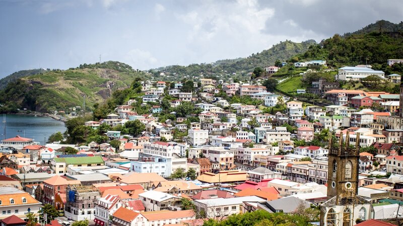 Colorful town on a hillside
