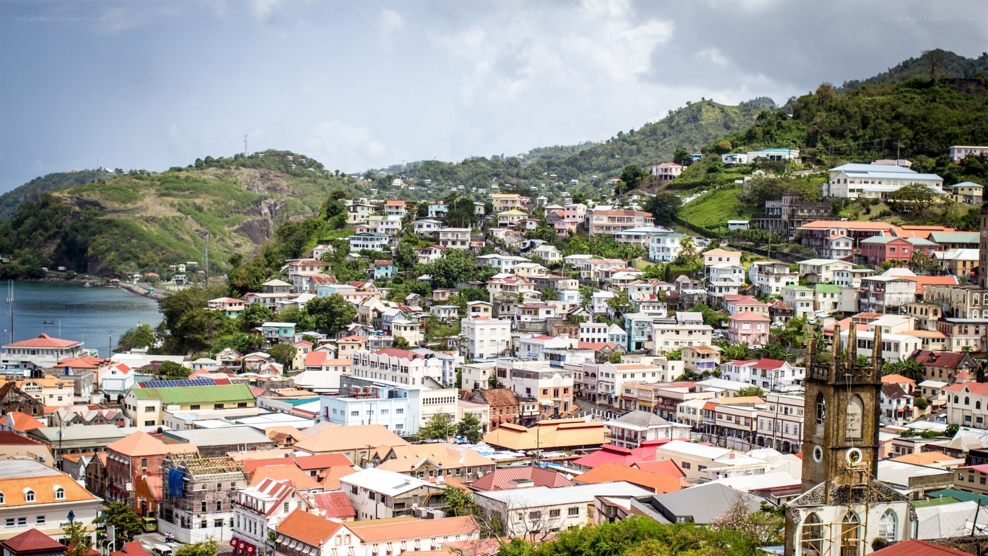 Colorful town on a hillside