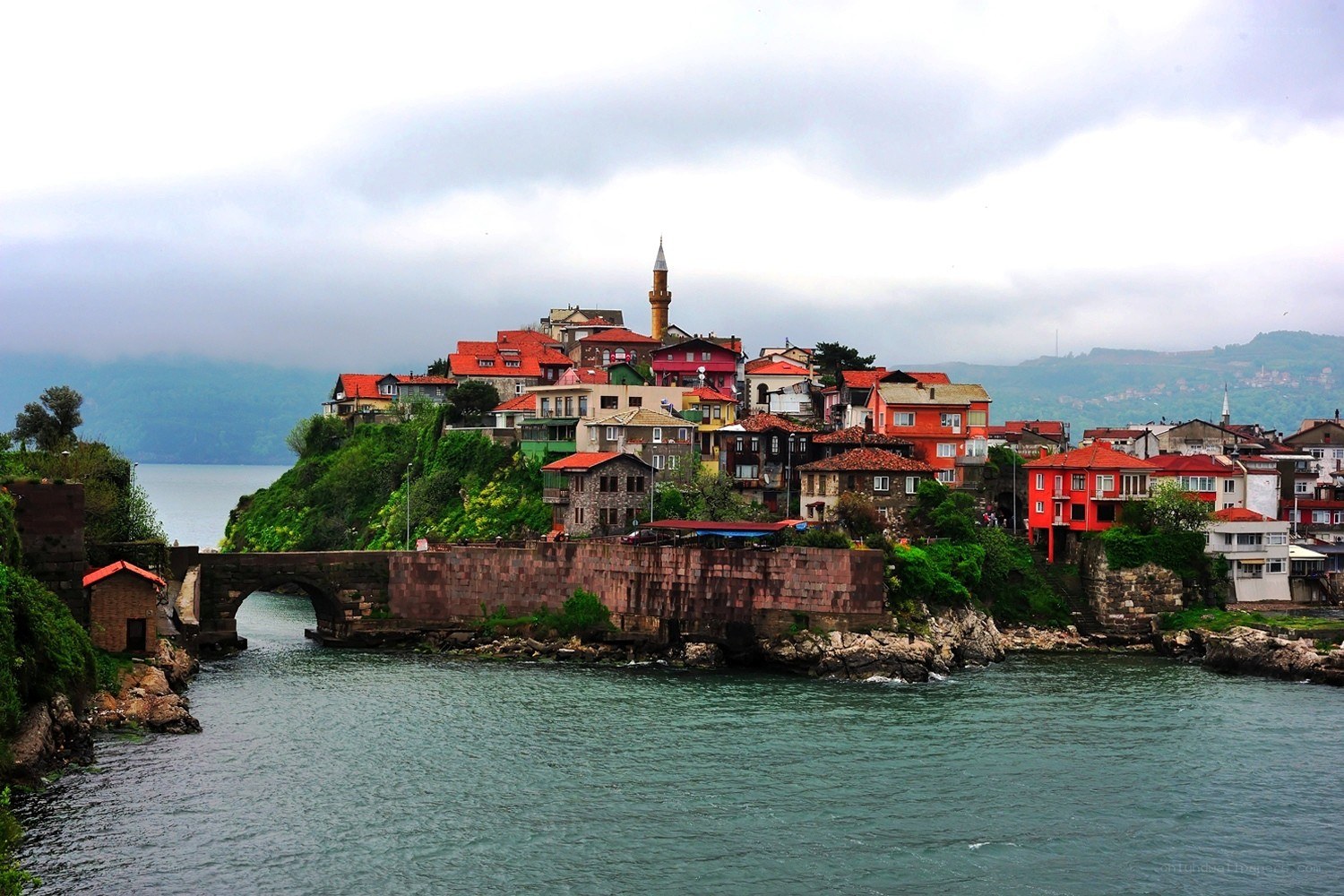 Colorful town on a hillside