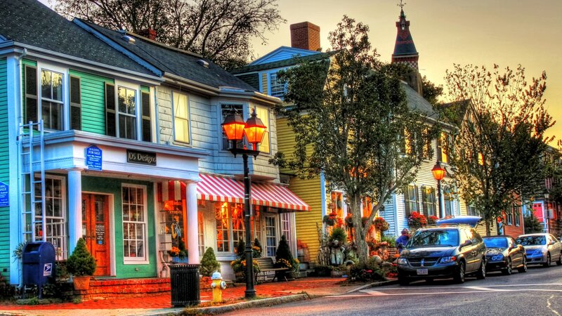 Colorful Town Street — Green