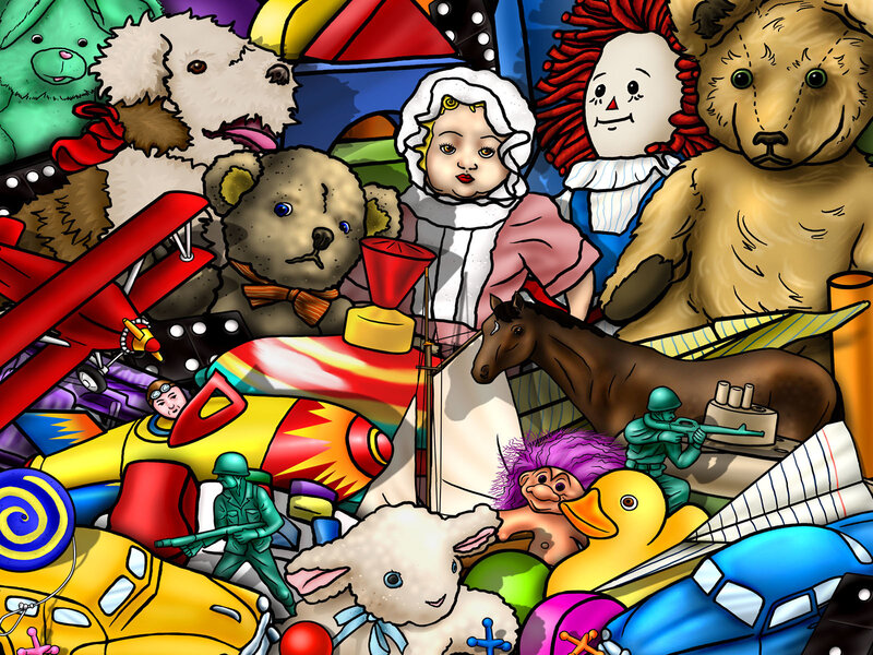 Colorful toy collection