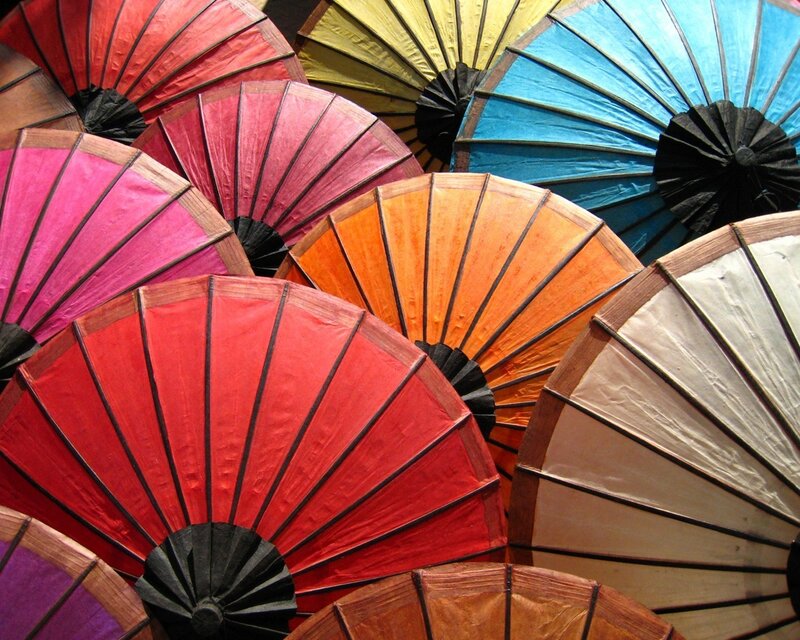 Colorful traditional umbrellas