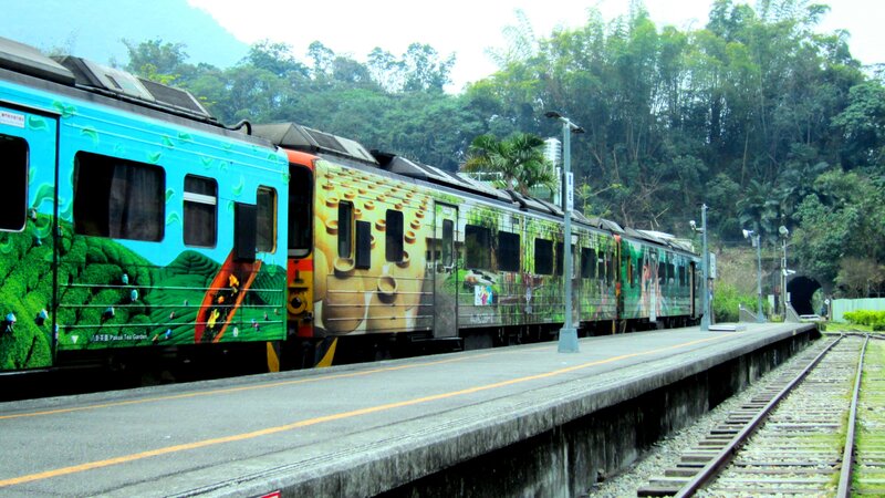 Colorful Train at Station