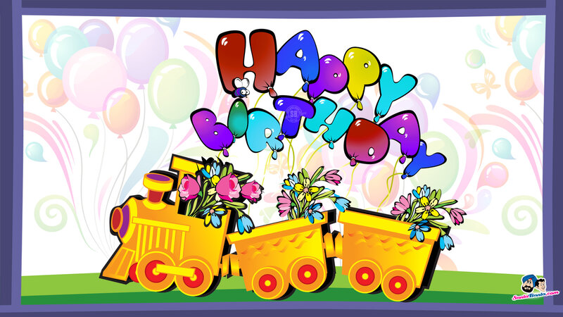 Colorful Train with Balloons