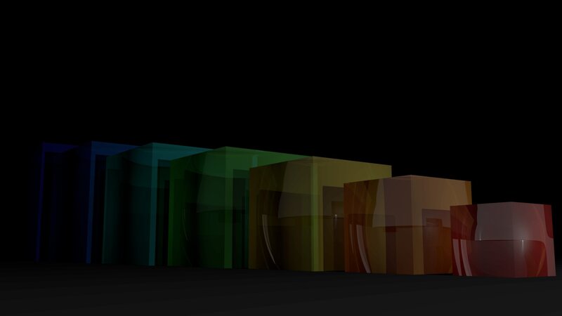 Colorful transparent cubes