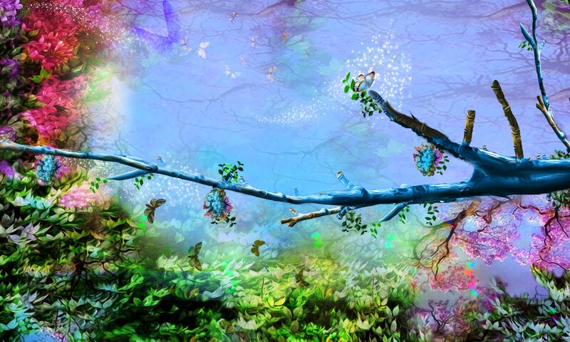 Colorful Tree Branch — Blue