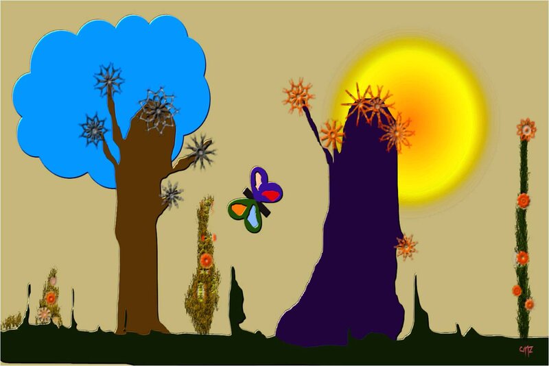 Colorful Tree Landscape — Blue