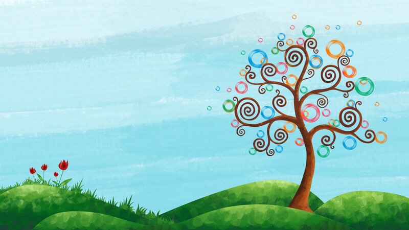 Colorful Tree on Hill