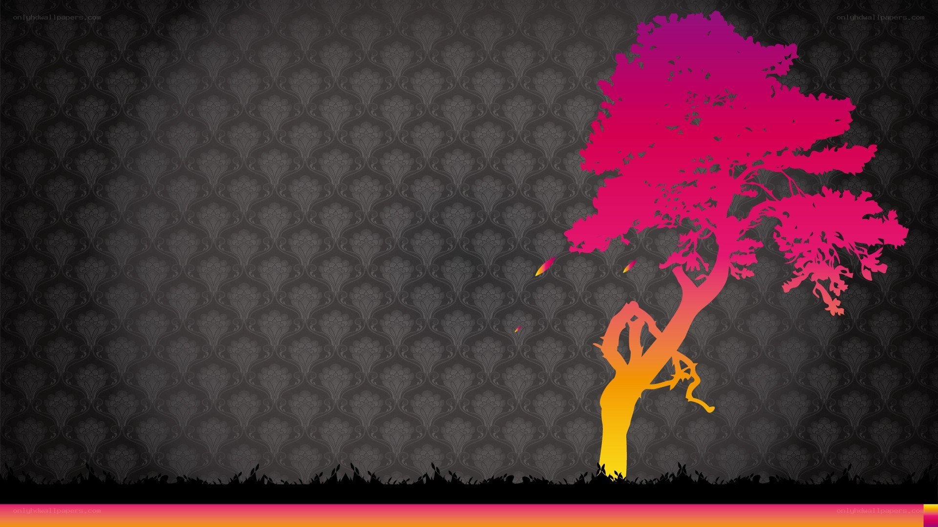 colorful tree on patterned background