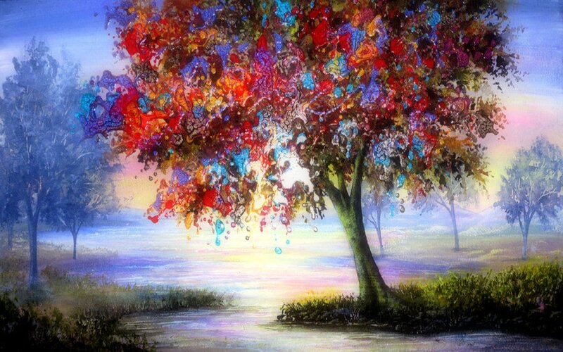 Colorful Tree Painting — Red