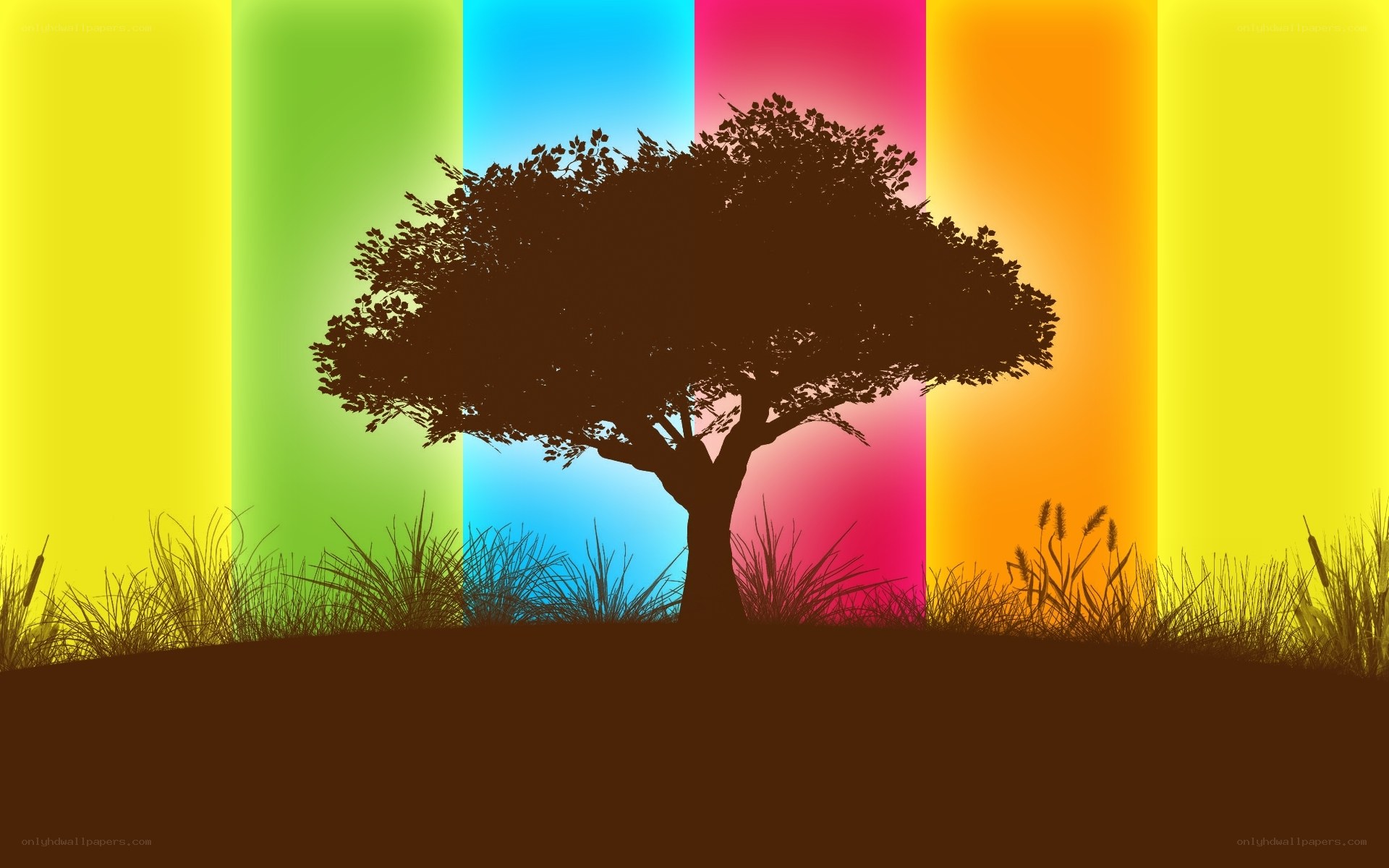 colorful tree silhouette