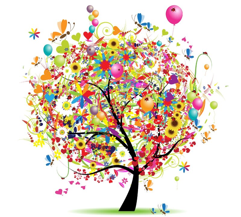 Colorful Tree with Balloons
