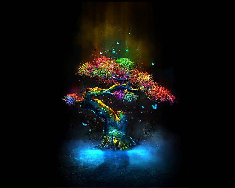 Colorful Tree with Butterflies