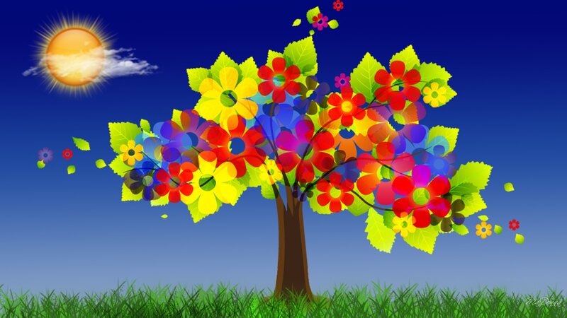 Colorful Tree with Flowers