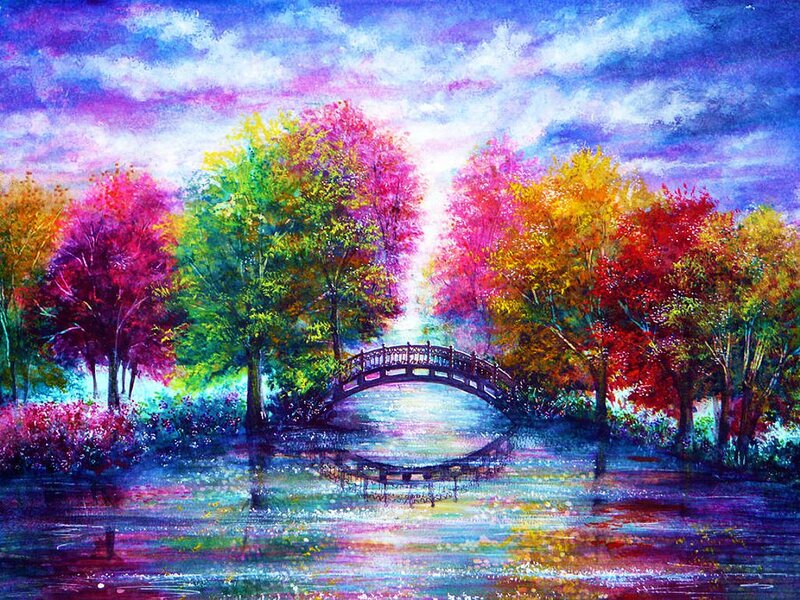 Colorful Trees by River
