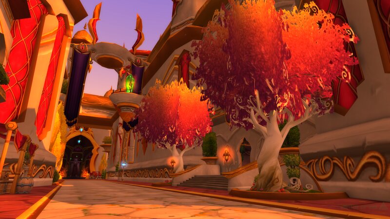 Colorful Trees in Courtyard