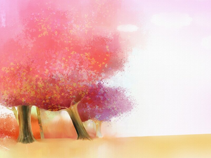 Colorful Trees in Field — Pink