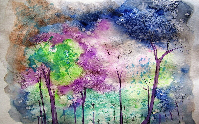 Colorful Trees in Watercolor