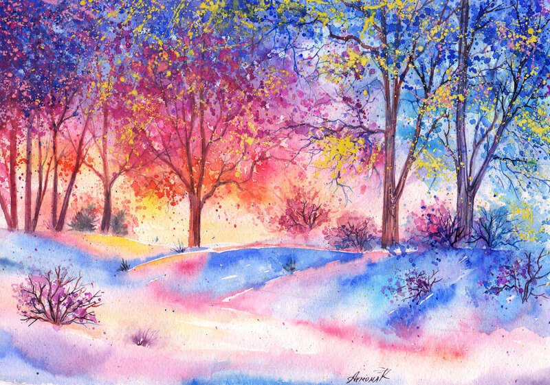 Colorful Trees in Winter
