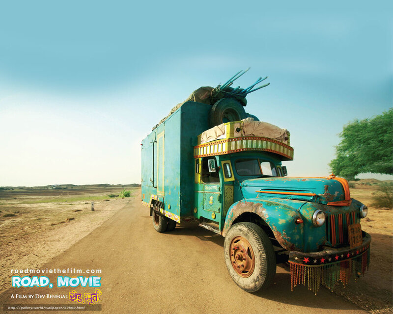 Colorful truck on a desert road