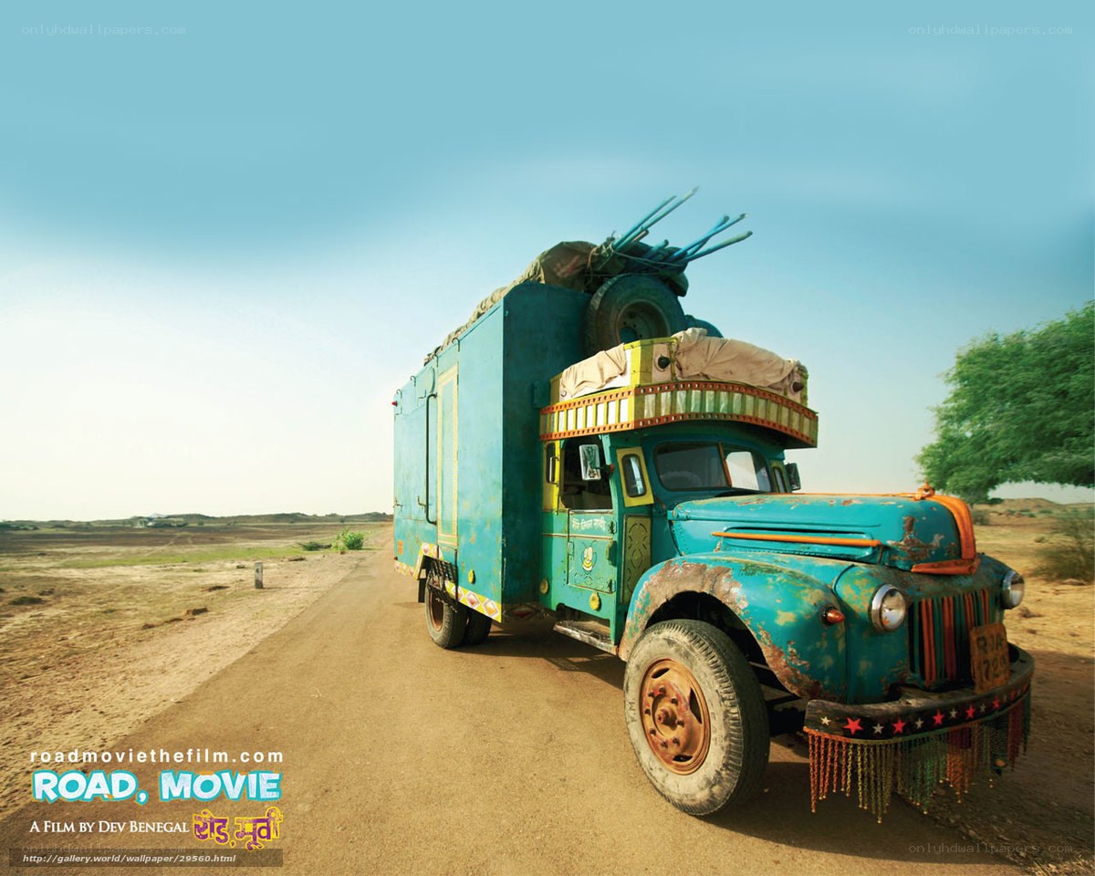 Colorful truck on a desert road