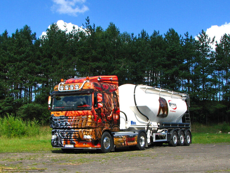 colorful truck with tank trailer