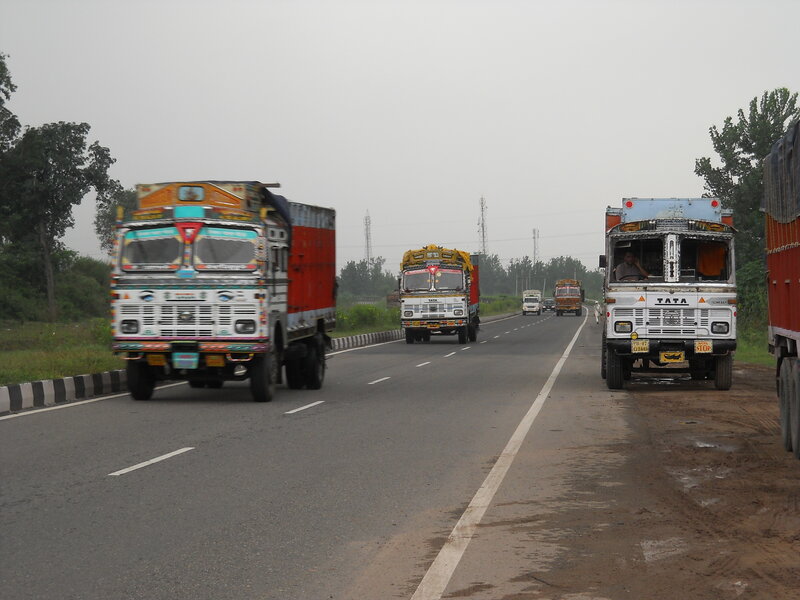 Colorful Trucks on Highway