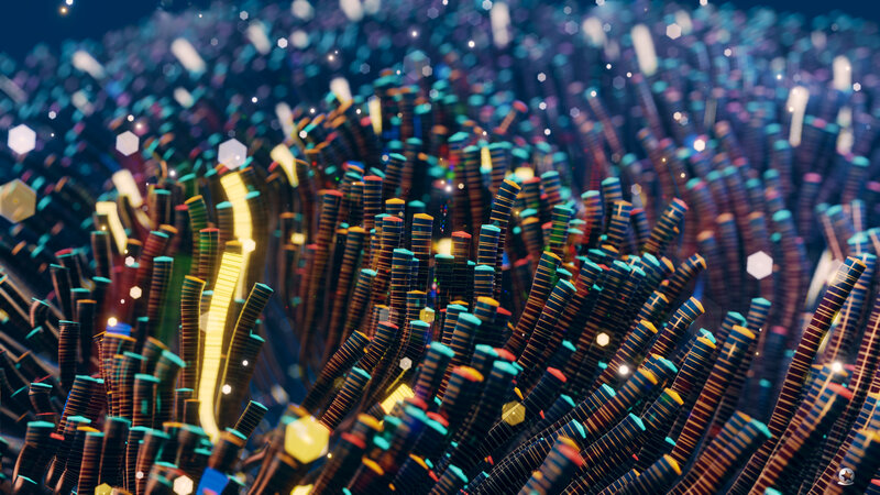 Colorful Tubes in Abstract Scene
