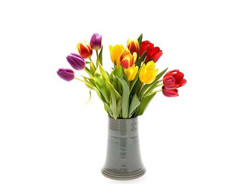 Colorful Tulips in Vase — Yellow