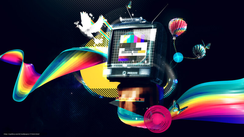 Colorful TV and abstract art