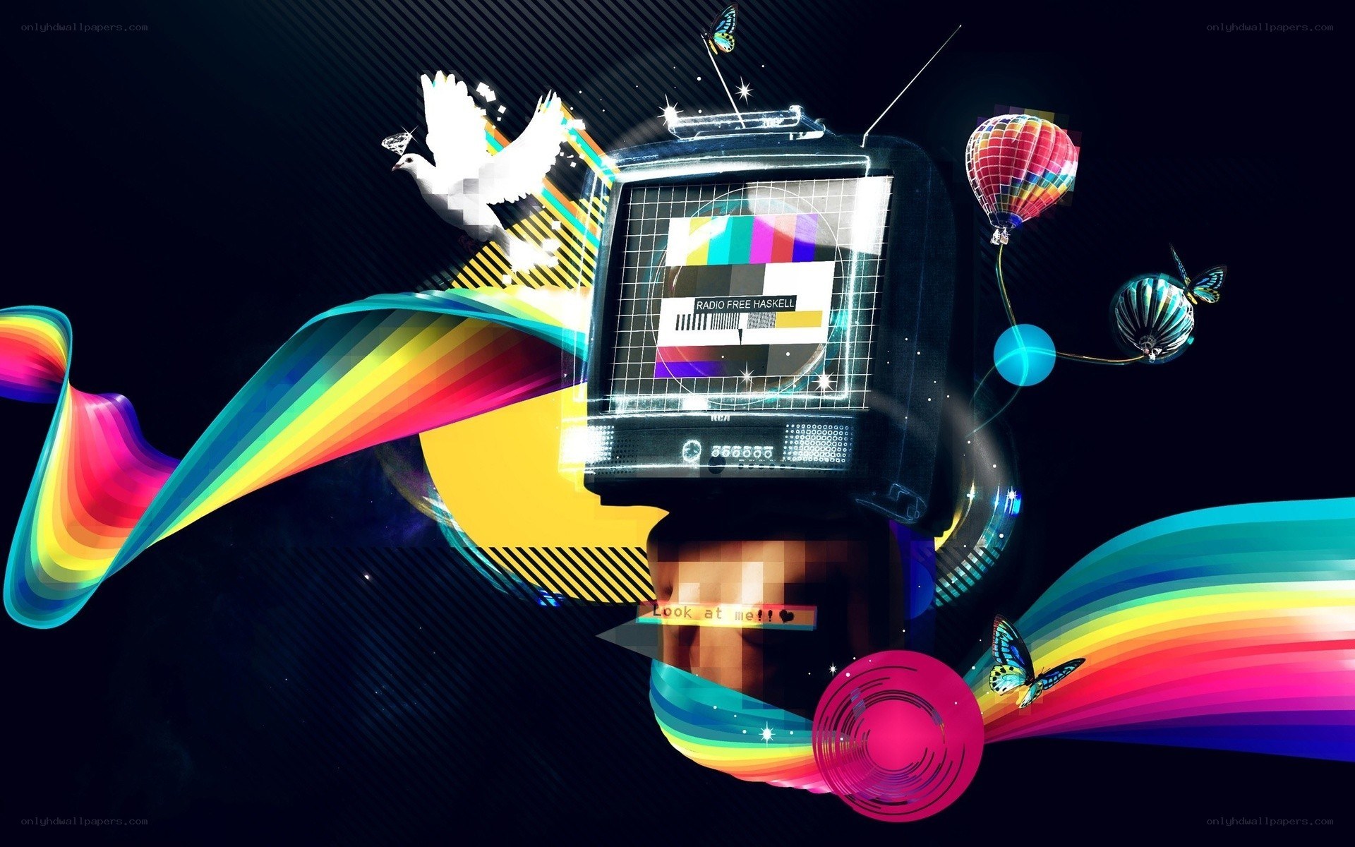 Colorful TV with rainbow stream